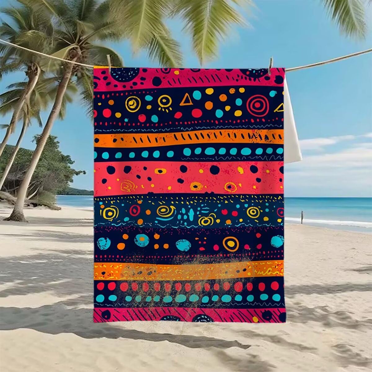 Toalla de Playa Grande 220x100cm/35x70cm, Juego de 2 Toalla Microfibra XXL de Antiarena, Toallas Playa Suave Ligera, Absorbente Secado Rápido, Beach Towel Viaje Yoga, Regalo Mujer Hombre (India) G-40
