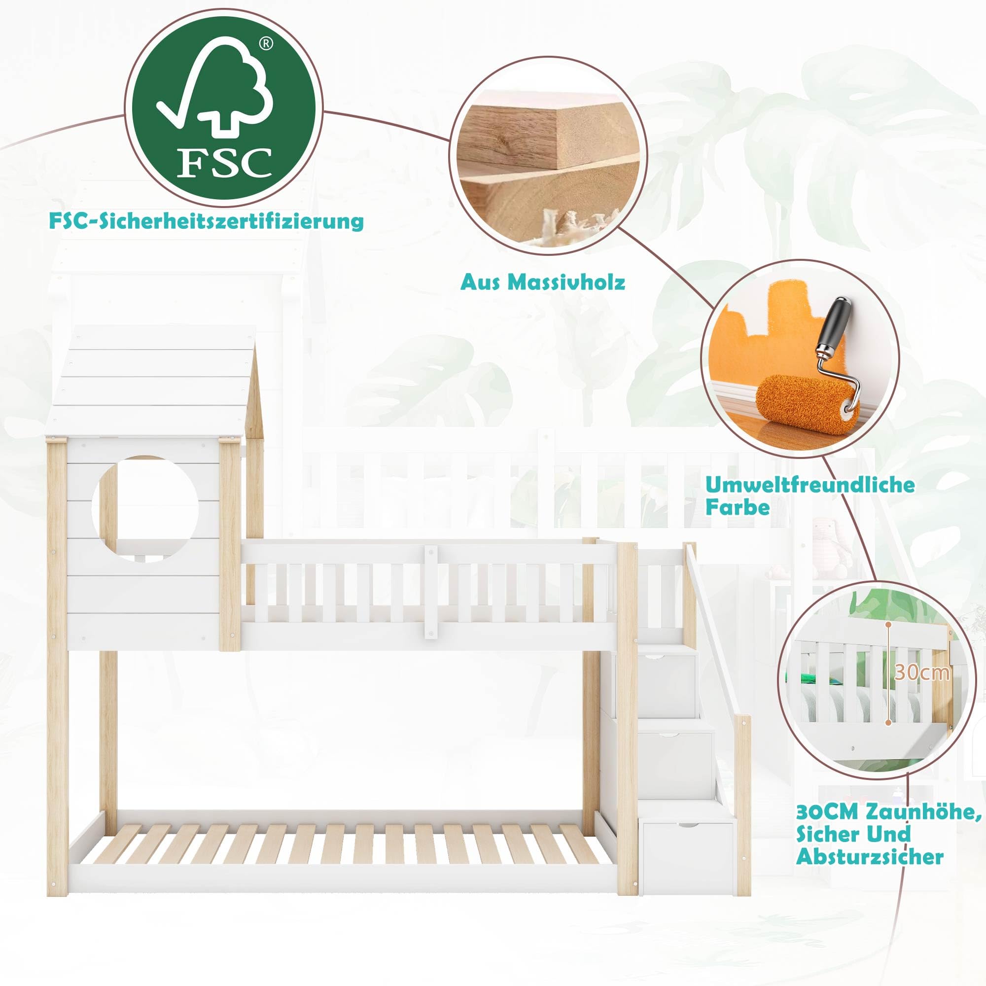 Letto Per Bambini 90 X 200 Cm, Letto A Soppalco Con 2 Cassetti Rete A Doghe Letto Singolo In Legno Senza Materasso Bianco 96194111 Letto Per Bambini 90 X 200 Cm, Letto A Soppalco Con 2 Cassetti Rete A Doghe Letto Singolo In Legno Senza Materasso Bianco 96194111
