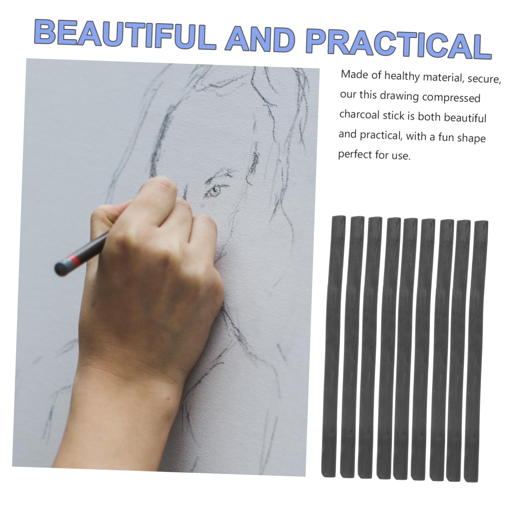 Operitacx 60piezas Lápices De Carboncillo Comprimido Para Dibujo Palos De Carboncillo De Sauce Para Artistas De Dibujo Para Estudiantes y Adultos
