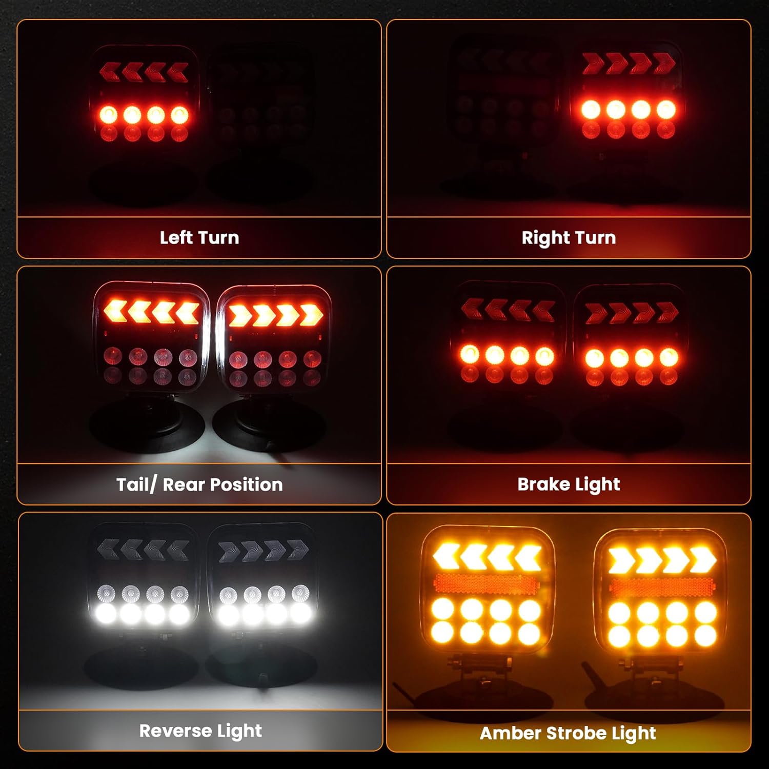 D-Lumina Magnetic Wireless Trailer Lights, Rechargeable LED Trailer Light for Towing Truck, Waterproof Towing Tail Lights Kit for RV Camper Boat Caravan, Portable Stop Turn Signal Brake Reverse Stop