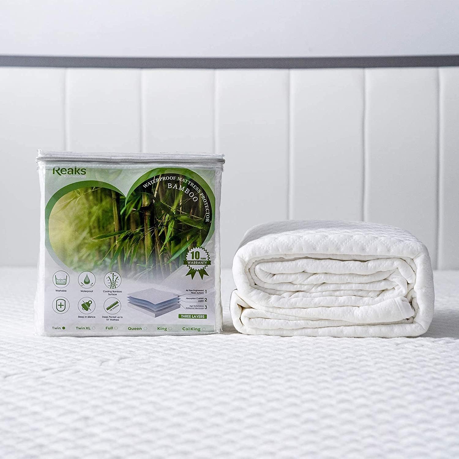 King Size Waterproof Mattress Protector Bamboo Cooling Fitted Mattress Pad Cover with Deep Pocket Up to 18'' : Home & Kitchen
