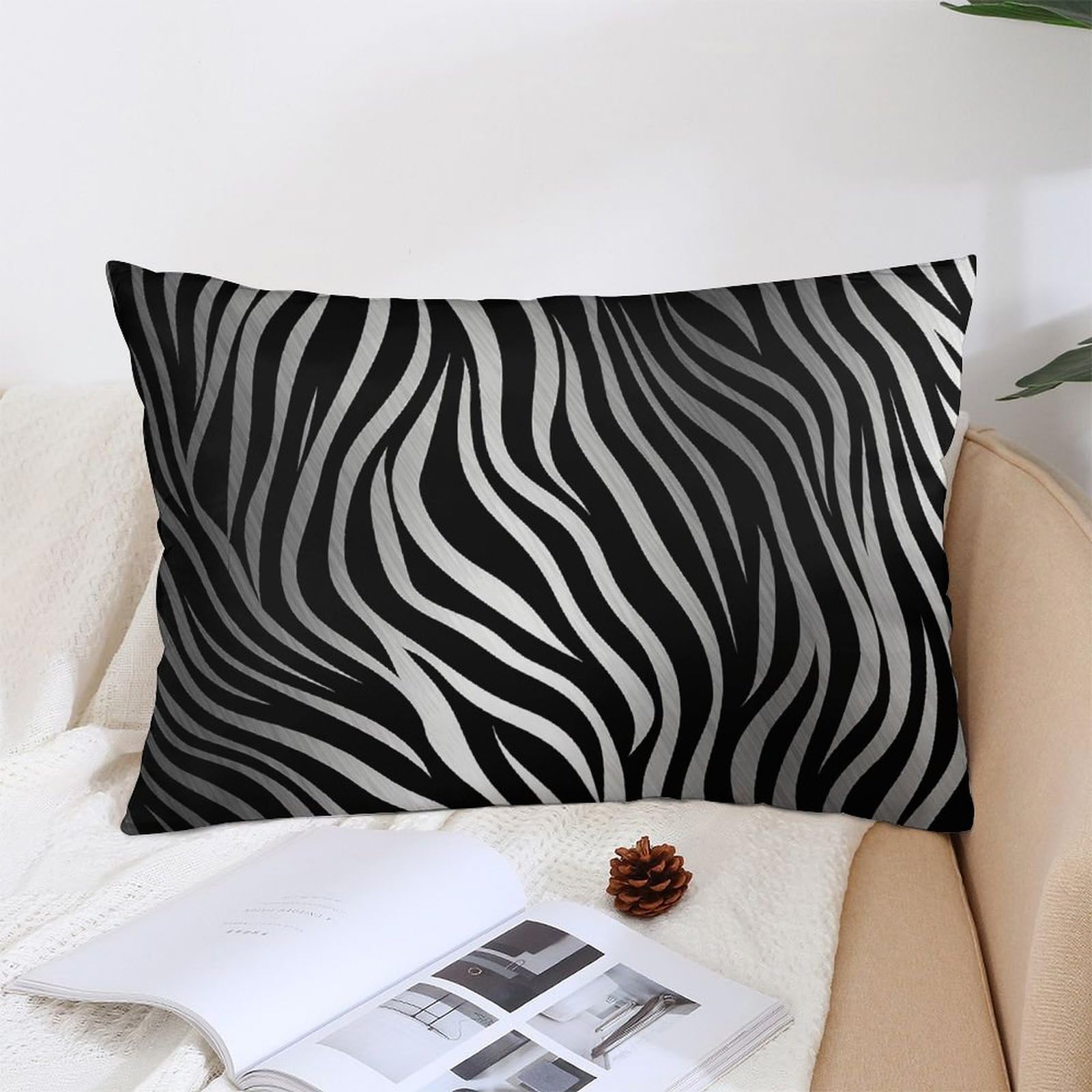 KMRHOUTIQ Decorative Zebra Print Lumbar Throw Pillow Covers 12x20 with Hidden Zipper Outdoor Couch Pillow Cases for Sofa Bed Living Room Garden Plush Pillowcase Farmhouse Cushion Case Home Decor