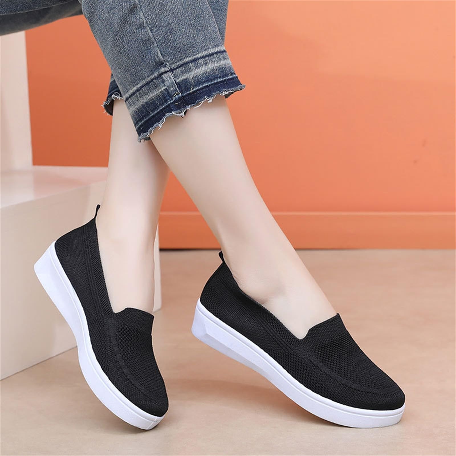 Scarpe Donna Ortopediche Leggero Senza Lacci Scarpe per Diabetici Casual con Supporto per Arco Slip on Sneakers Donna Punta Chiusa Morbida Camminare Estive Sneakers Offerta Barca in Rete Tennis Shoes