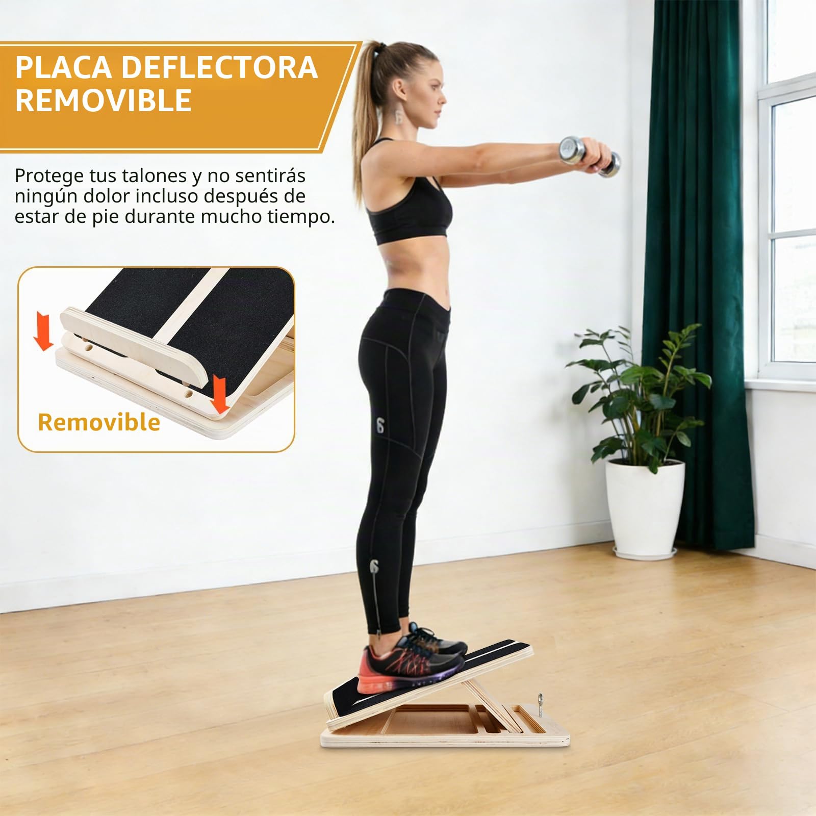 Tabla Inclinada de Madera, Tabla Inclinada Ajustable de Madera, Plataforma de Fitness Antideslizante para Estiramientos, Tablas de Estiramiento de Pantorrilla para Sentadillas/Piernas