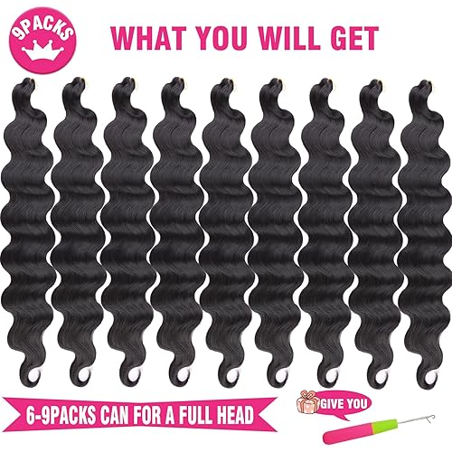 Miniatura 4 de Unionbeauty - Paquete de 9 paquetes de cabello ondulado ondulado de 24 pulgadas, 9 paquetes, color naranja, rizado francés, trenzas onduladas de