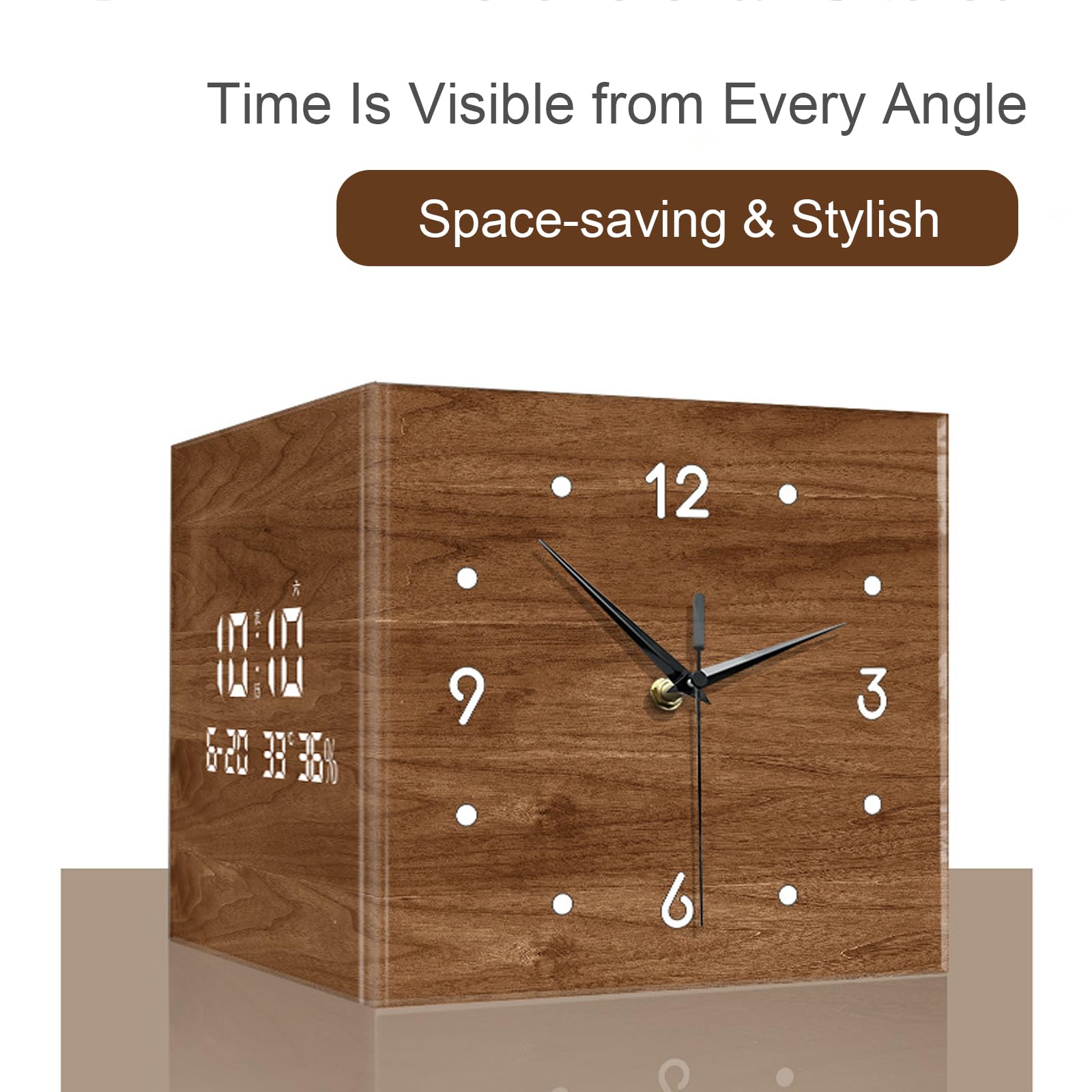 Reloj de pared LED de doble cara, reloj de esquina acrílico con sensor luminoso, arte decorativo de pared para sala de estar u oficina