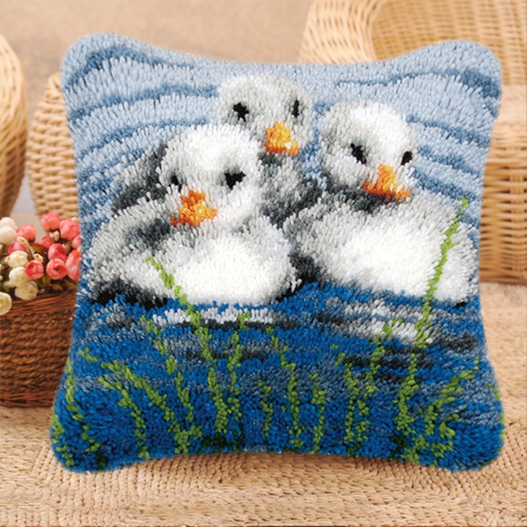 LOVIVER Kit di Cuscini con Gancio di Chiusura Fai-da- di Ganci di Chiusura con Artigianato per Tappetino per Cuscino Fa, Three Duck