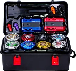 Kit Beyblade Metal Fusion: 8 Piões, 2 Lançadores e 1 Grip