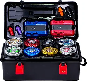 Kit Beyblade Metal Fusion: 8 Piões, 2 Lançadores e 1 Grip