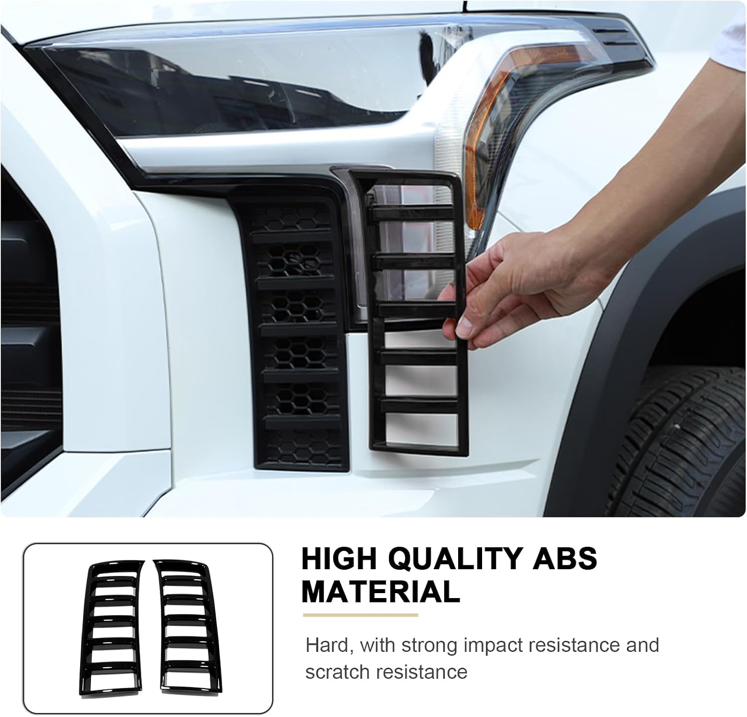 Car Headlights Lower Grille Grill ABS Compatible with Toyota Tundra 2022 2023 Exterior Protector Decorations Accessories (Carbon Fiber)