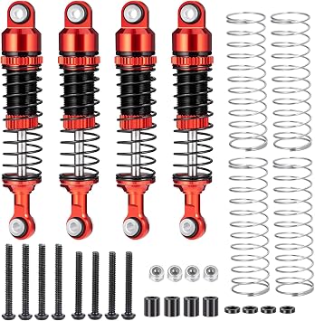 QUE-T 2.09" Length Shock Damper Kits for Redcat Ascent18 1/18 RC Crawler Car, 4pcs Aluminium Shock Absorber Red