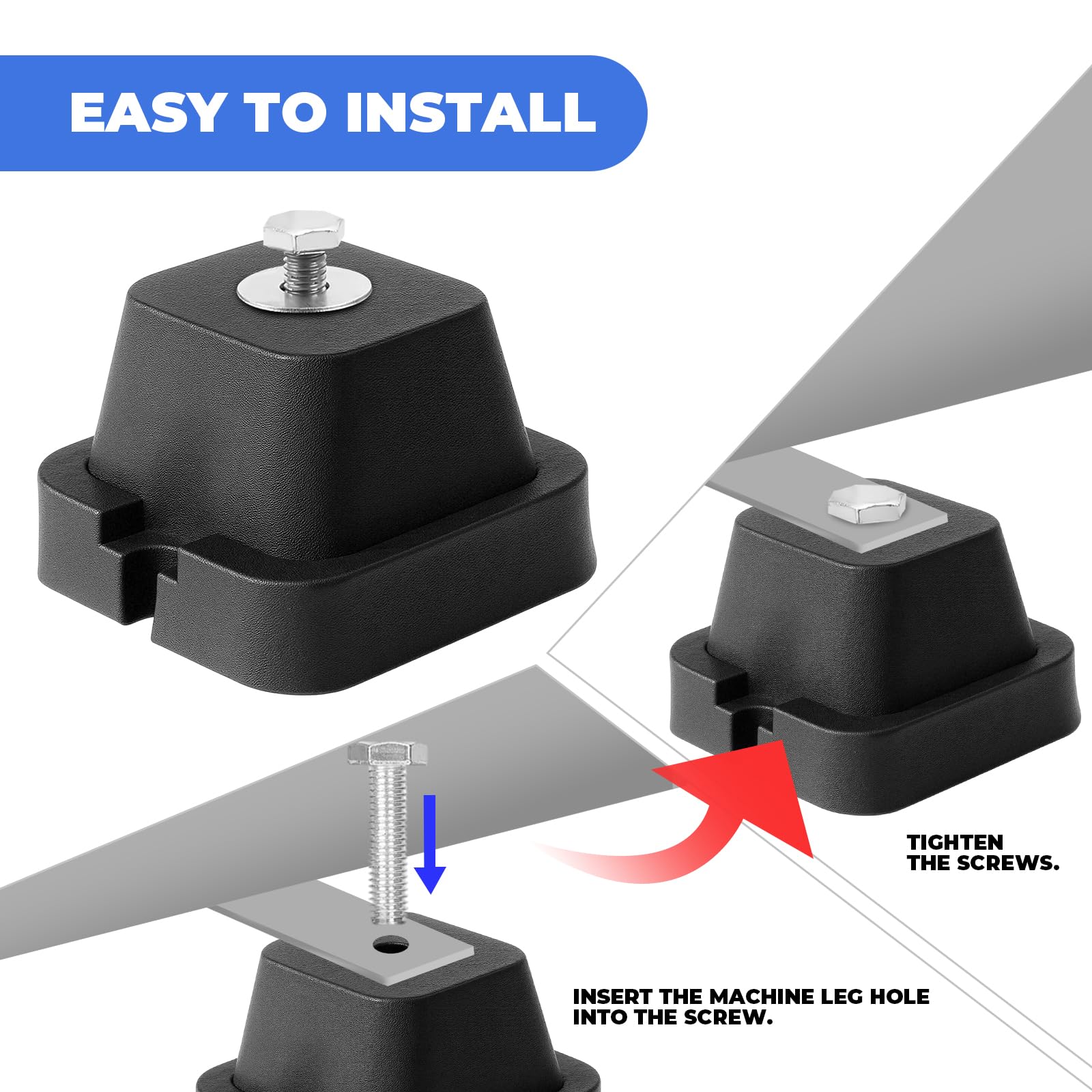 4 Bases Antivibrations Pour Climatiseur,Pied Antichoc pour Climatiseur Extérieur,Amortisseur de Vibrations en Caoutchouc,Résistants À L'Eau Et Réducteurs De Bruit, Capacité De Charge 150 Kg