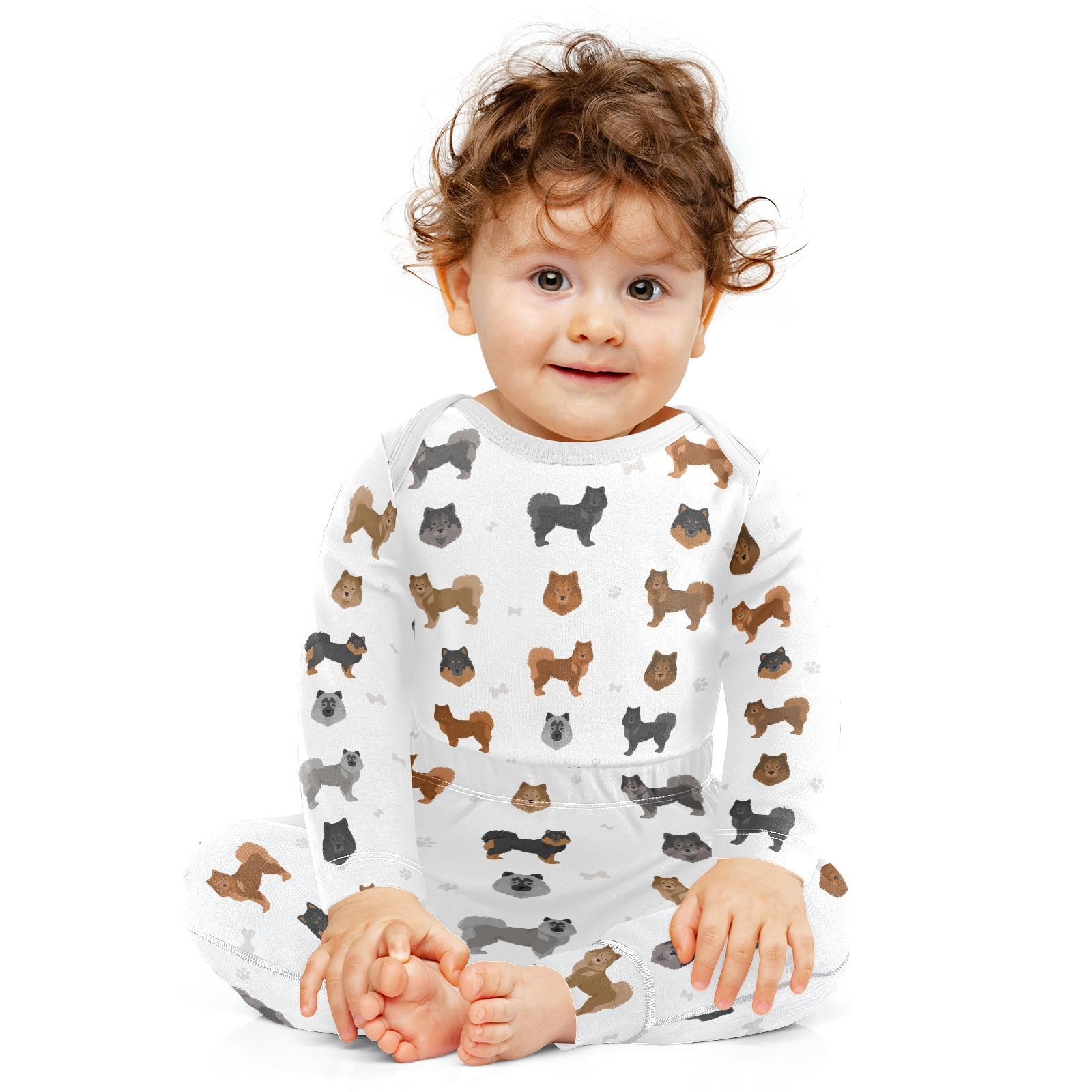 vvfelixl Baby Bodysuits Pants Sets Eurasier Dog Baby Bodysuit Long Sleeve Baby Clothes for Boys Girls 12-18M