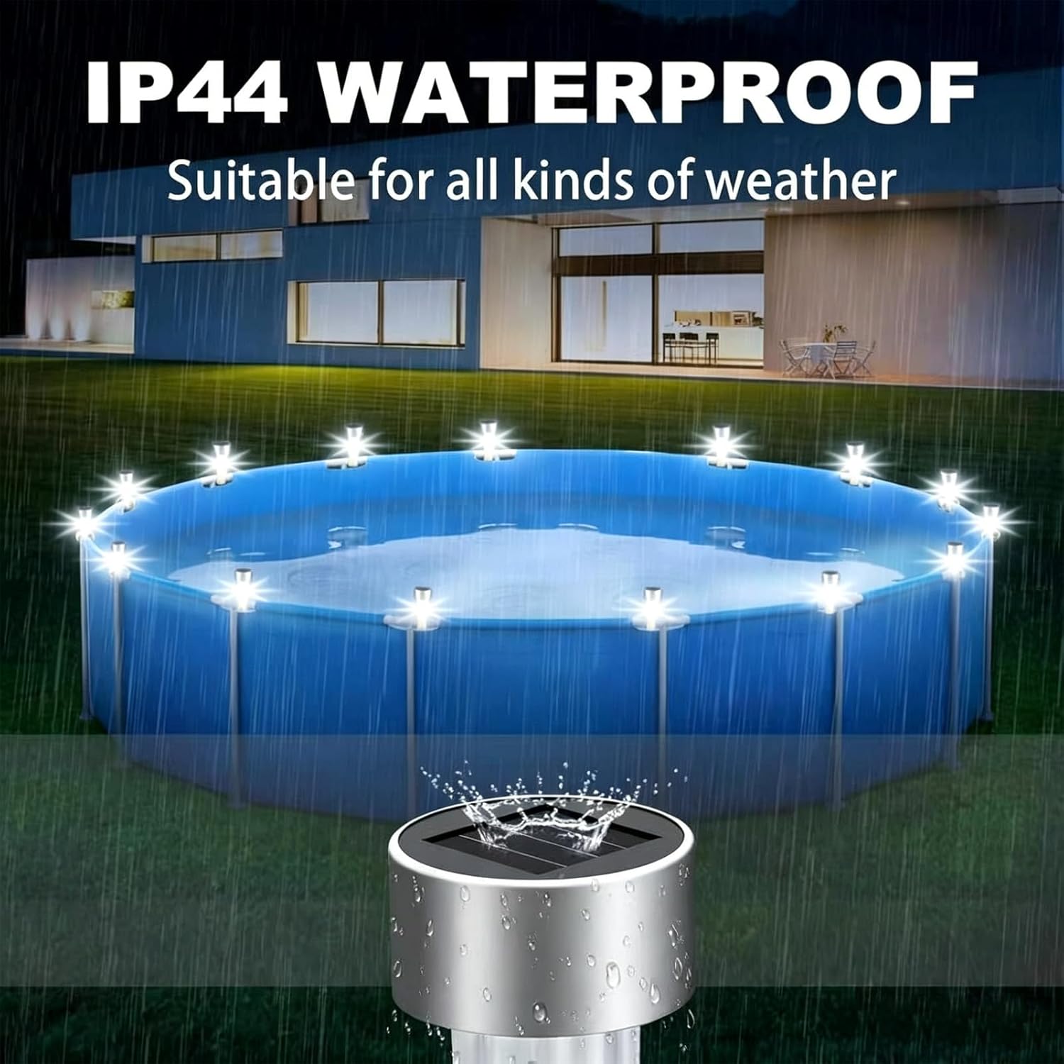 Solar Powered Pool Lights for Above Ground Pools, 10 Pack Super Bright Waterproof Solar Pool Lights,Dusk to Dawn Auto On/Off Decorative Lights for Frame Pool, Trampolines, Pond (White Light)