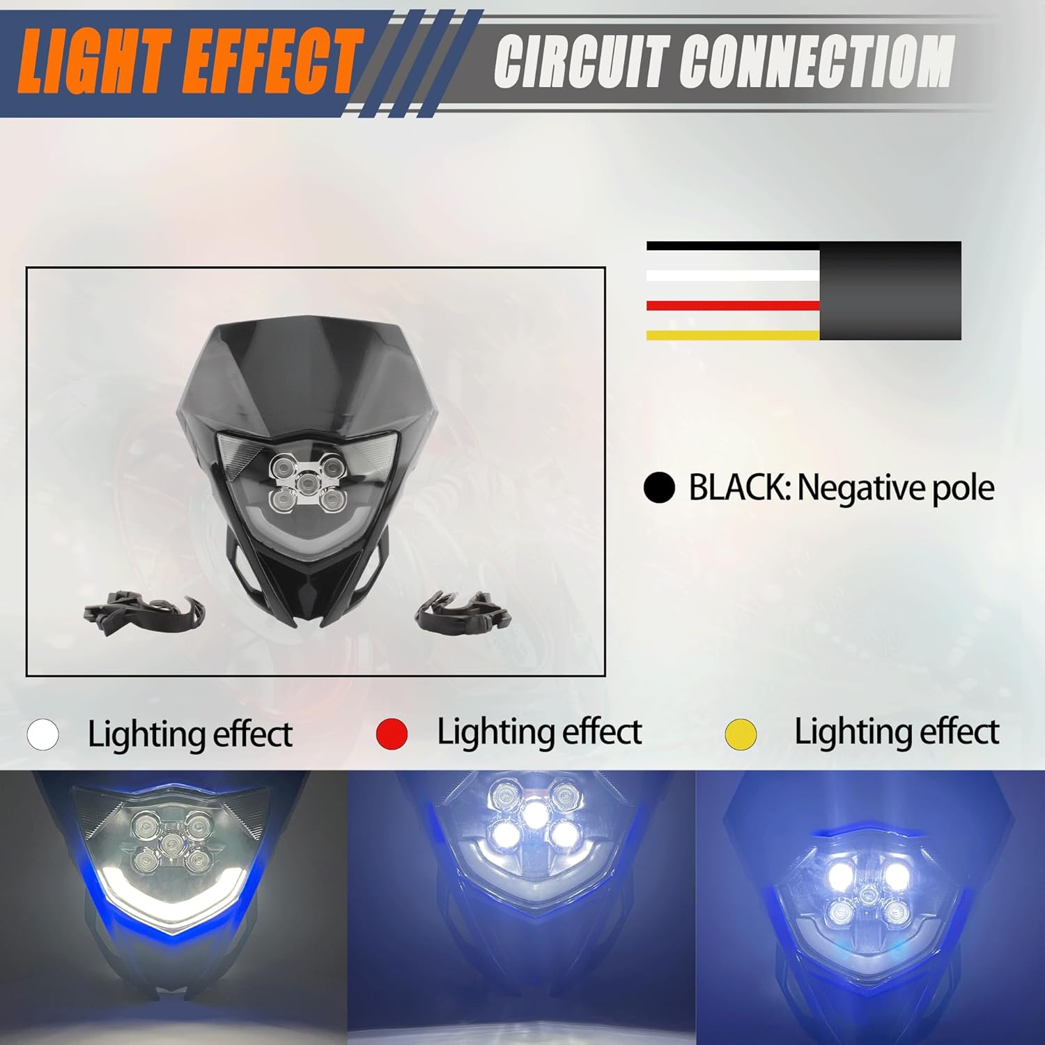 Dirt Bike Enduro Headlight,Motorcycle LED Headlamp Compatible with YZ450F YZ250F YZ250 YZ125 YZ65 YZ85 DRZ400 WR250F WR450F Supermoto-Black