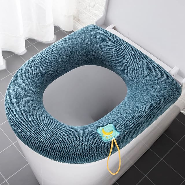 Thicker Bathroom Soft Toilet Seat Cover Pad, Stretchable Washable Toilet Lid Cover Soft Cushion, Bathroom Warm Handle Toilet Seat Cover Pad, Reusable Toilet Seat Cover Pad, Fits All Oval Seats (green)