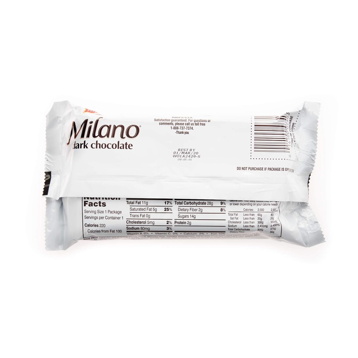 Pepperidge Farm Milano Cookies Foodservice Snack Packs, Dark Chocolate, 1.5 Oz, Pack of 60