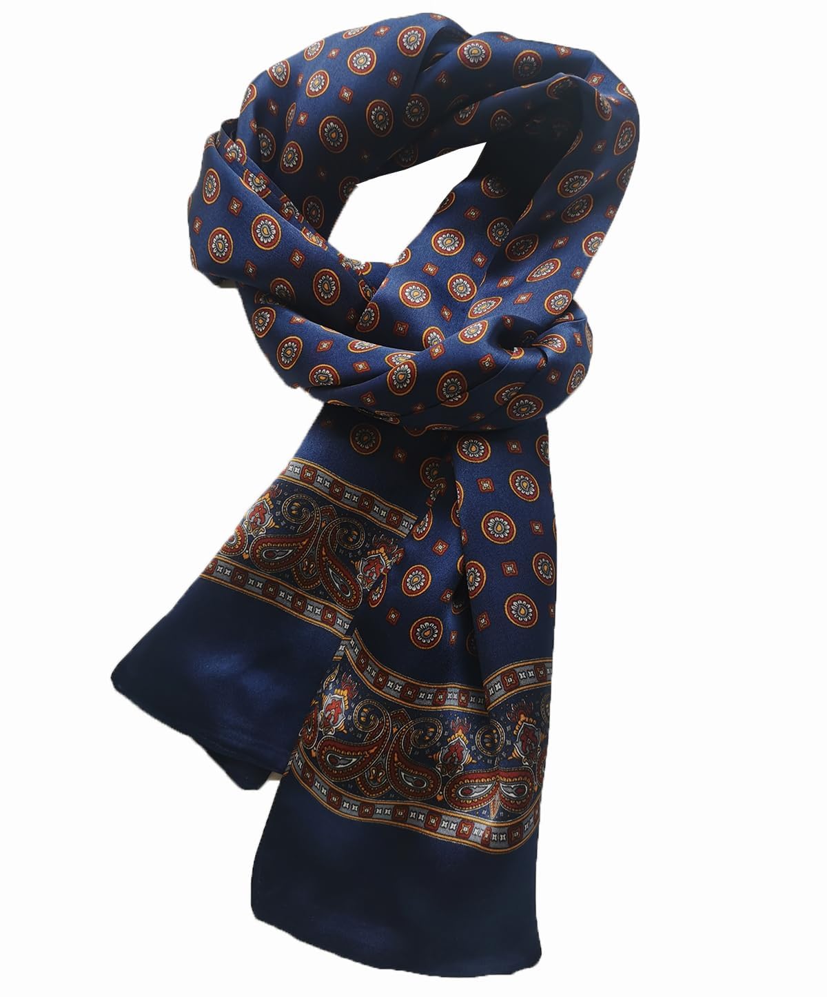 Foulard Vintage en Soie pour Homme 100% Pur Motif Cachemire Pied-de-Poule à Carreaux Double épaisseur Gentleman