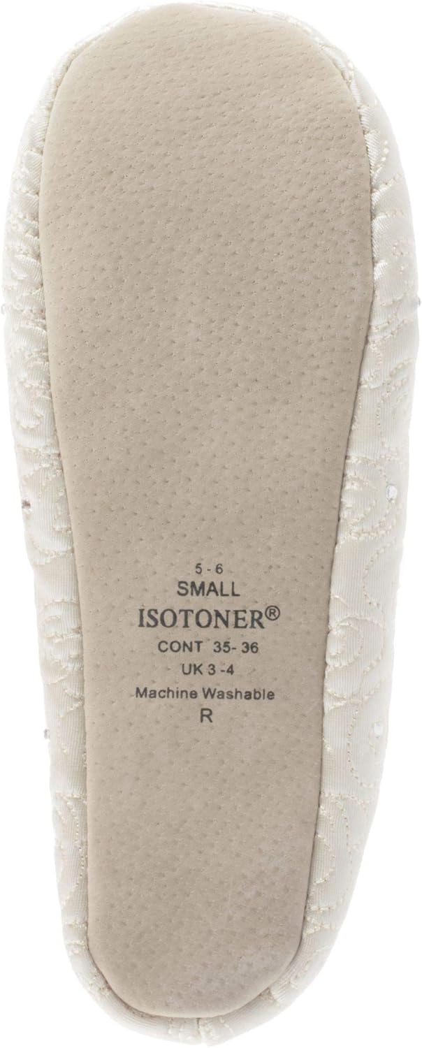 Isotoner womens Ballerina Slippers With Terry Lined and Rose QuiltBallet Flat - Image 3