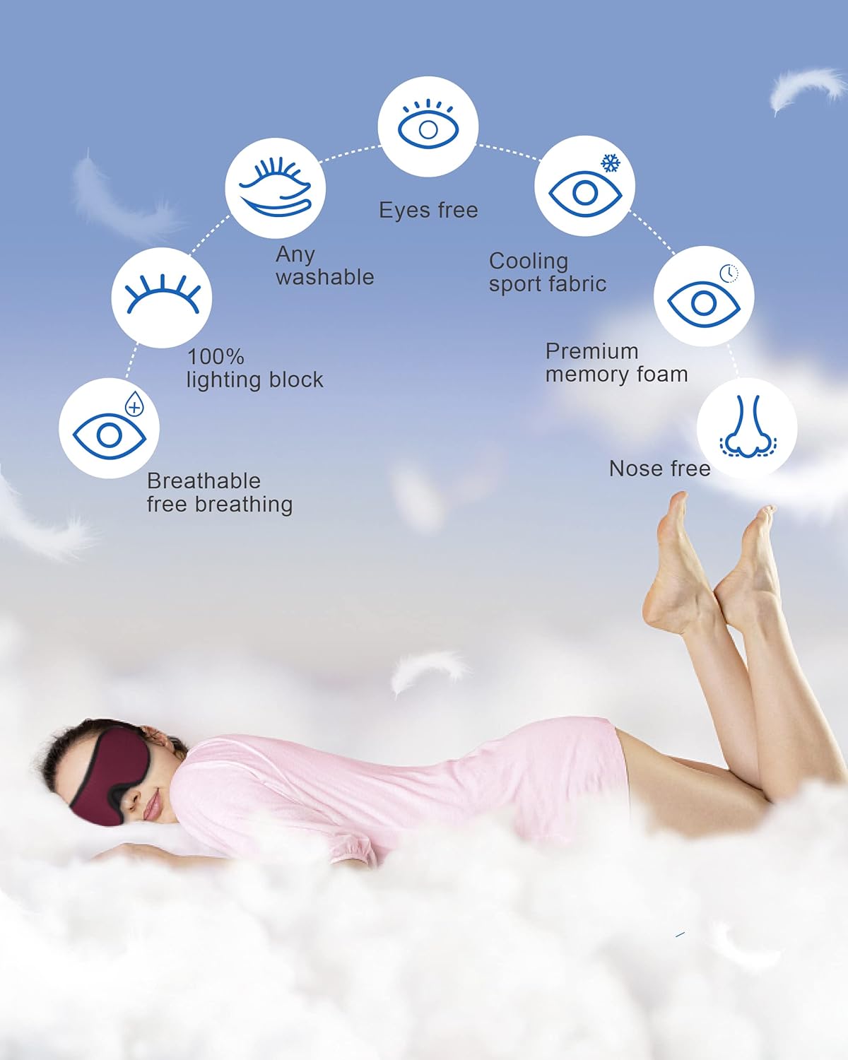 2 Pack，Weighted Sleep Mask for Women， MrsJeggy 3D Sleep Mask for Men, Weighted Blindfold，Light Blocking Eye Mask for Sleeping with Soft Comfort Strap for Good Dream Anytime