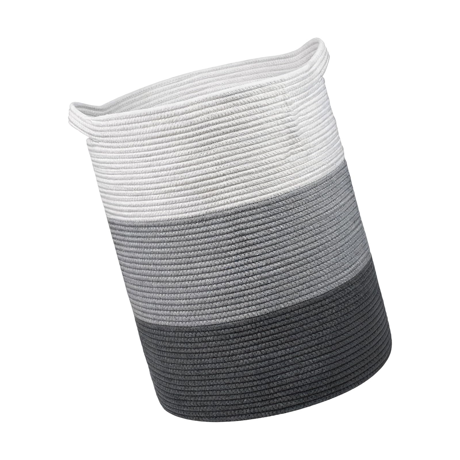 Oxxggkao Large Woven Cotton Laundry Hamper with Strong Handles Spacious Storage Container for Clothes and Towels Cotton Rope Interlaced Laundry Basket