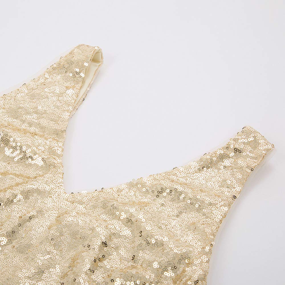 GRACE KARIN Donna Top Paillettes Canotta Elegante Scollo a V Camicia Senza Manica