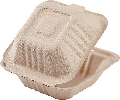 Miniatura 23 de KARAT EARTH Clamshell - Recipientes de alimentos para llevar [9 x 9 pulgadas, 200 unidades] 3 compartimentos Contenedores compostables