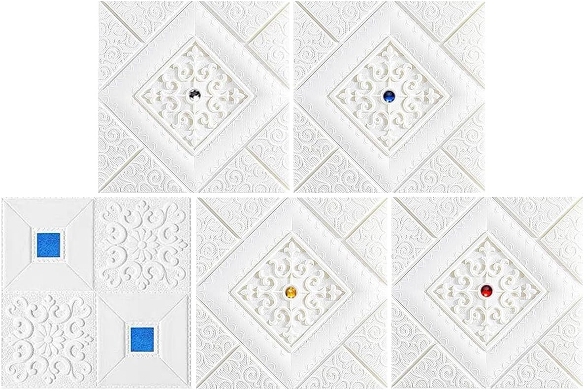 20PCS 3D Self-Adhesive Wall Stickers, 13.78" x 13.78", 5 | Decorative Peel and Stick Wall Panels for TV Background Bedroom Living Room Kitchen Bedroom
