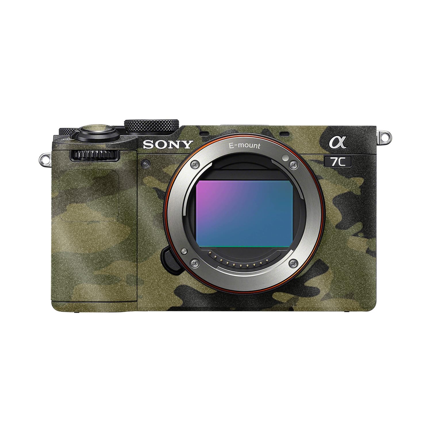 Glossy Glitter Camera Skin Compatible with Sony A7C Mark II (2023) - Green Camouflage - Premium 3M Vinyl Protective Wrap Decal Cover - Easy to Apply | Crafted in the USA by MightySkins