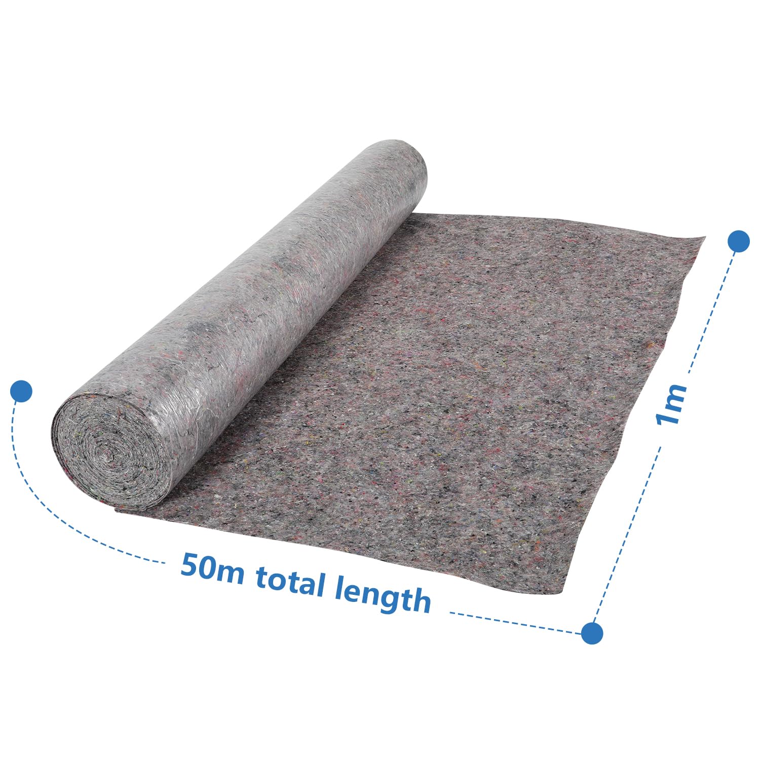 Fiqops Tessuto non tessuto di copertura, 50 m, 220 g/㎡, rotolo di piastrelle da pittura, 50 m, 50 m, copertura per pavimenti e lavori di pittura, 2 pezzi