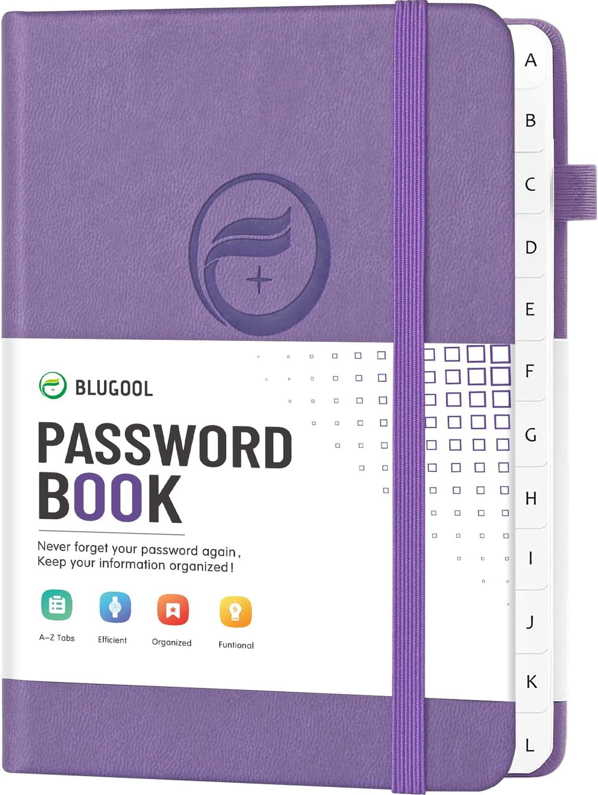 Password Book with Alphabetical Tabs, Hardcover Small Password Keeper, Password Notebook Organizer for Computer and Internet Address Website, Gifts for Home, Office, 4.4''x 5.8'' - Light Purple