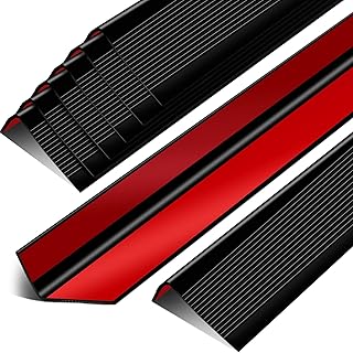 Sivak 8 Pcs 36'' Stair Nosing Non Slip Stair Edge Protector Waterproof Stair Edging Anti Slip Stair Corner Trim PVC Strips Staircase Step Treads Self Adhesive Staircases for Outdoor Indoor Use, Black