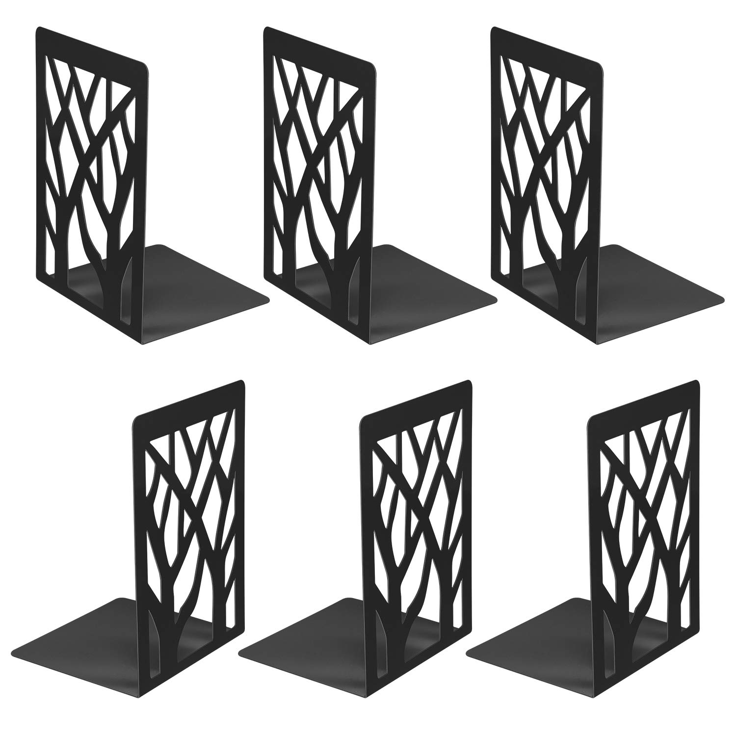 MSDADA Bookends, Book Ends for Shelves, Bookends for Office, Book Ends for Heavy Books, Book Shelf Holder Stand Home Decorative，Metal Bookend Supports, Book Stoppers, Black(3 Pairs)