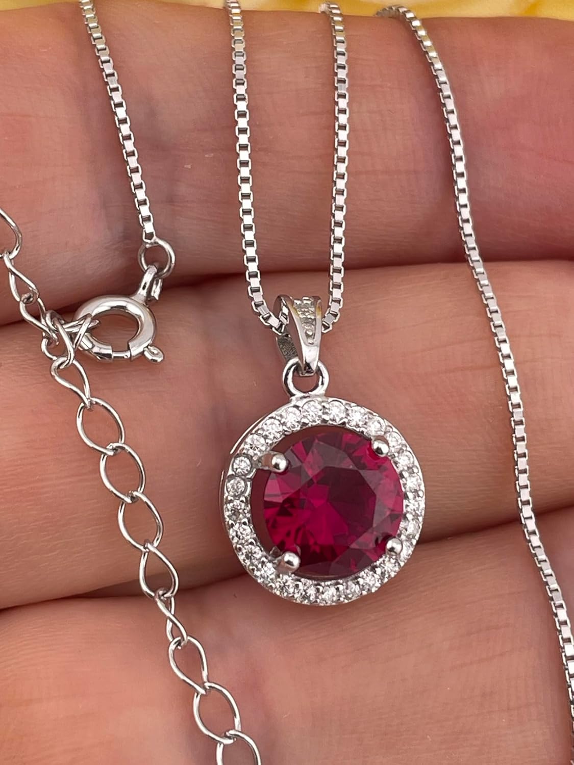 Pierre Lorren 2 carat Australian Genuine Ruby Necklace Certified Diamond Necklace Natural Ruby and Diamond Jewelry 18kt White Gold Vermeil Silver Mothers day gift for wife Anniversary Birthday women