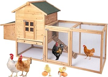 80IN Chicken Coop Wooden Large Hen House for Chickens, Waterproof Outdoor Poultry Cage for Small Animals with Upgraded Nesting BoxCream