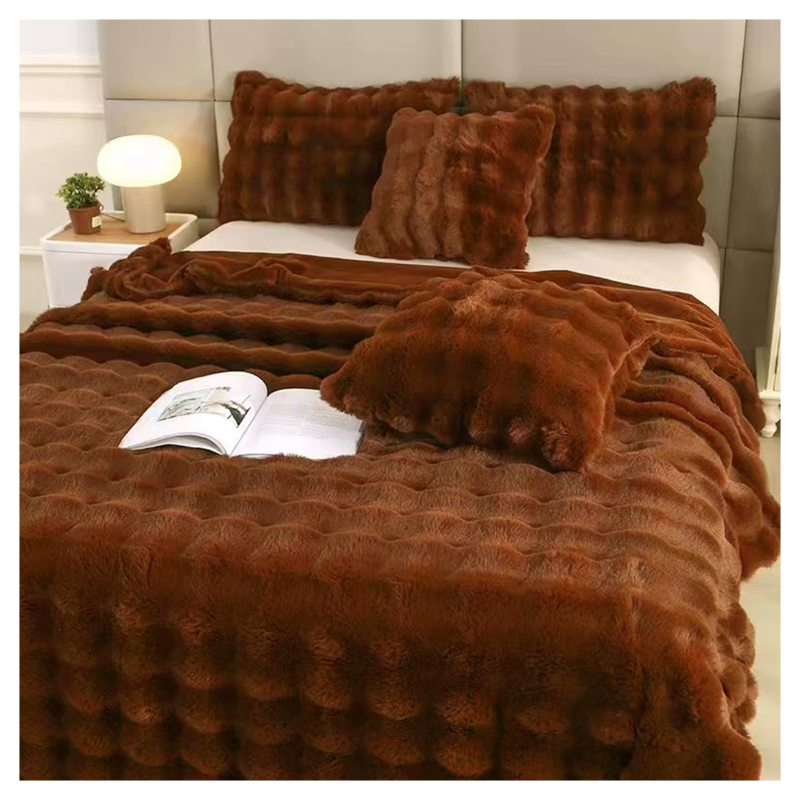 Ergocar Blanket, Faux Rabbit fur Throw Blanket, Reversible Soft Warm Throw Blankets, Elegant Cozy Throw Decorative Blanket, for Your Sofa, Bed, Armchair, Garden and More