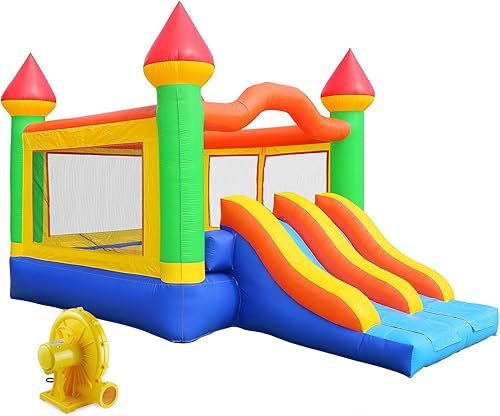 Cloud 9 - Castillo de doble diapositiva de grado comercial 100% PVC y ventilador