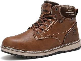 ASTERO Men Boots Snow Boots Mens Winter Boots Men Lace up Fur Warm Lined...