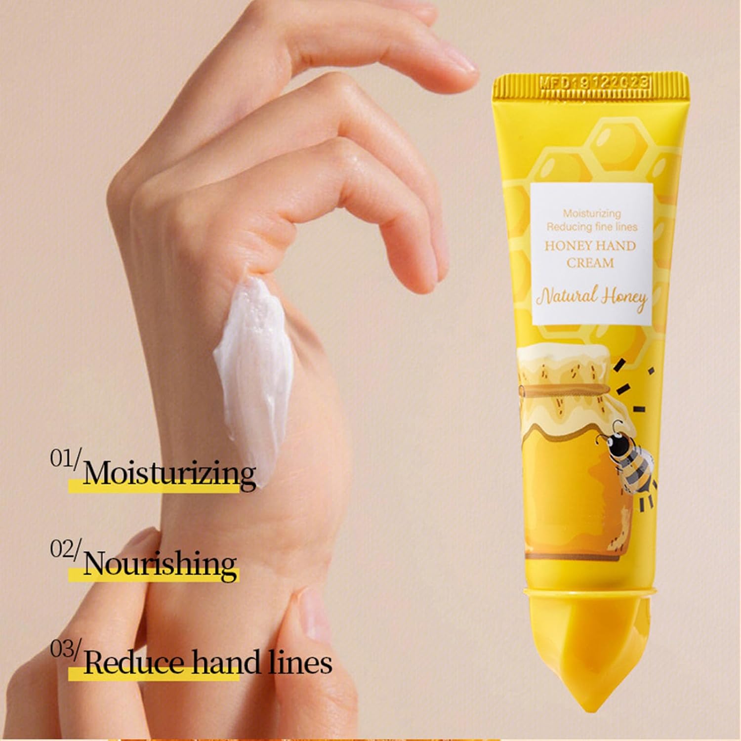 10 PCS Honey Hand Cream, Moisturizing, Hydrating and Nourishing Hand Lotion,Small Hand Cream for Dry Cracked Hands, Natural Ingredients All Skin Types - Travel Size (1.05floz*10)