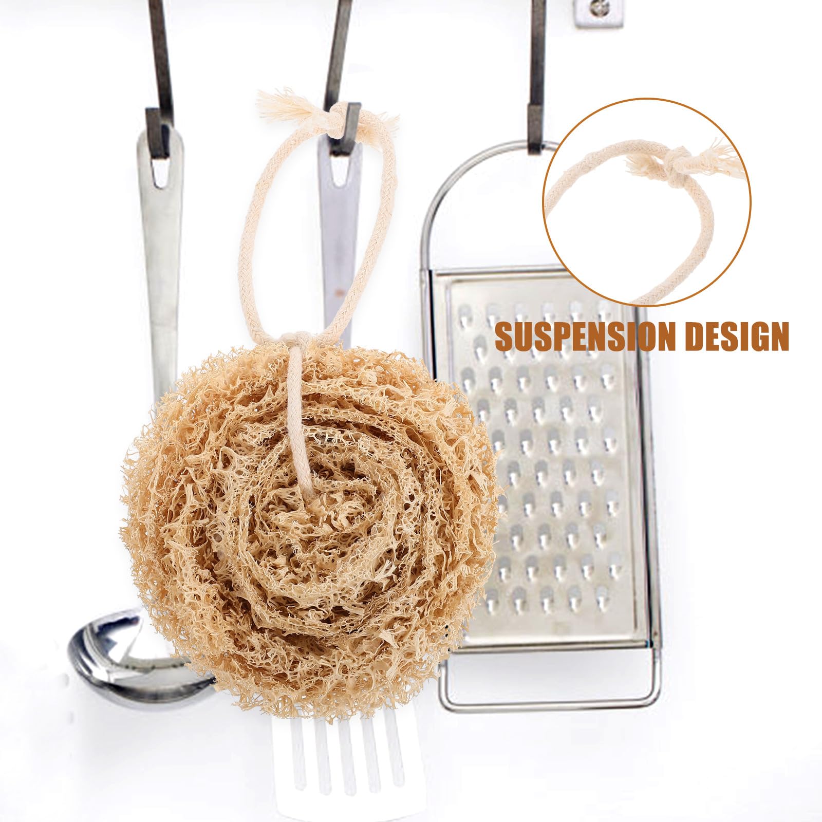4 Esponjas de Lufa para Lavar Platos, Esponjas Vegetales Cómodas y Fáciles de Secar, Ideales para Limpieza Multiusos en Cocina