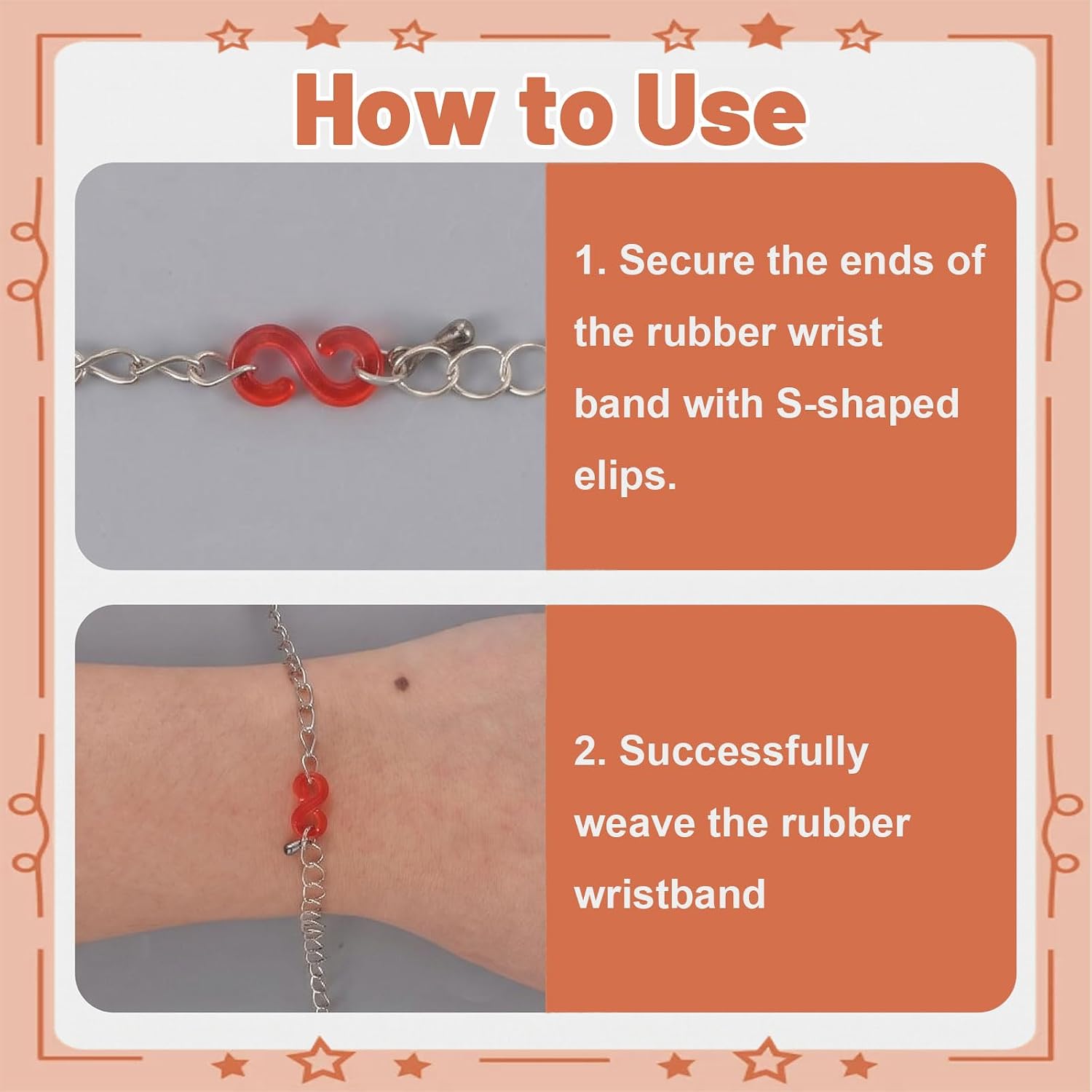 KFHENSOMR 1200 S Clips Rubber Band Clips S Clip Plastic Bracelet Connector