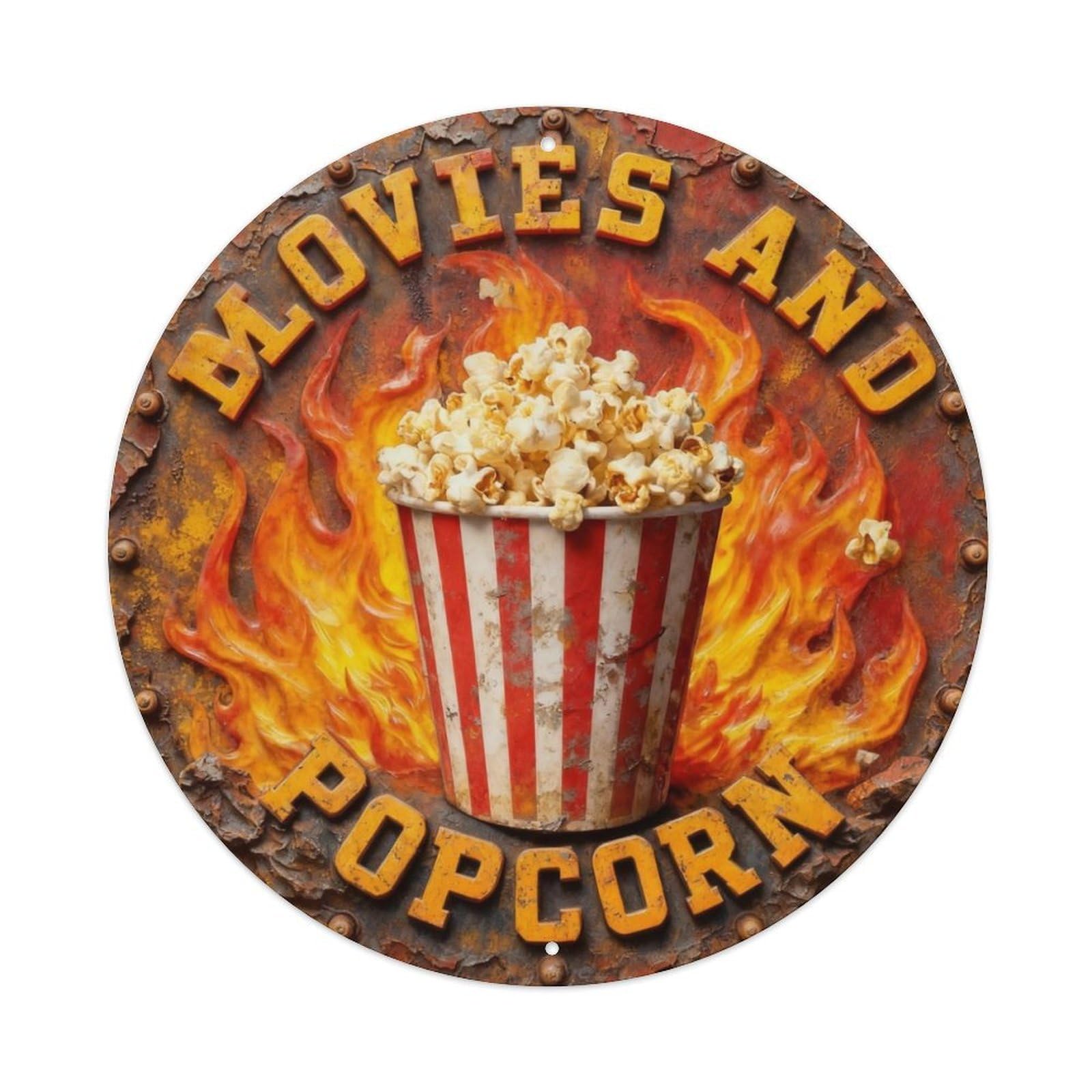 Movies And Popcorn Metal Tin Sign Plaque