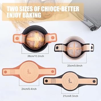 Super Kitchen 3PCS 24&21cm Silicone Bread Sling Dutch Oven Sourdough Baking | 2-Size with Extra Wide & Long Handles, Non Stick Sour Dough Sling for Transfer, Bread Mat for Baking (Black,Dark Grey,Brown)