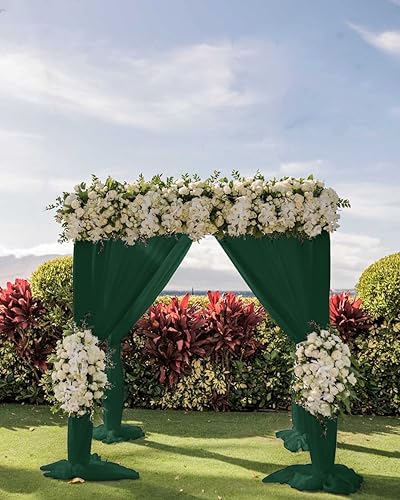 Miniatura 6 de 2 paneles de cortinas de arco de boda verde esmeralda de 6 yardas de largo y 30 pulgadas de ancho, tela de gasa transparente para arco de boda para