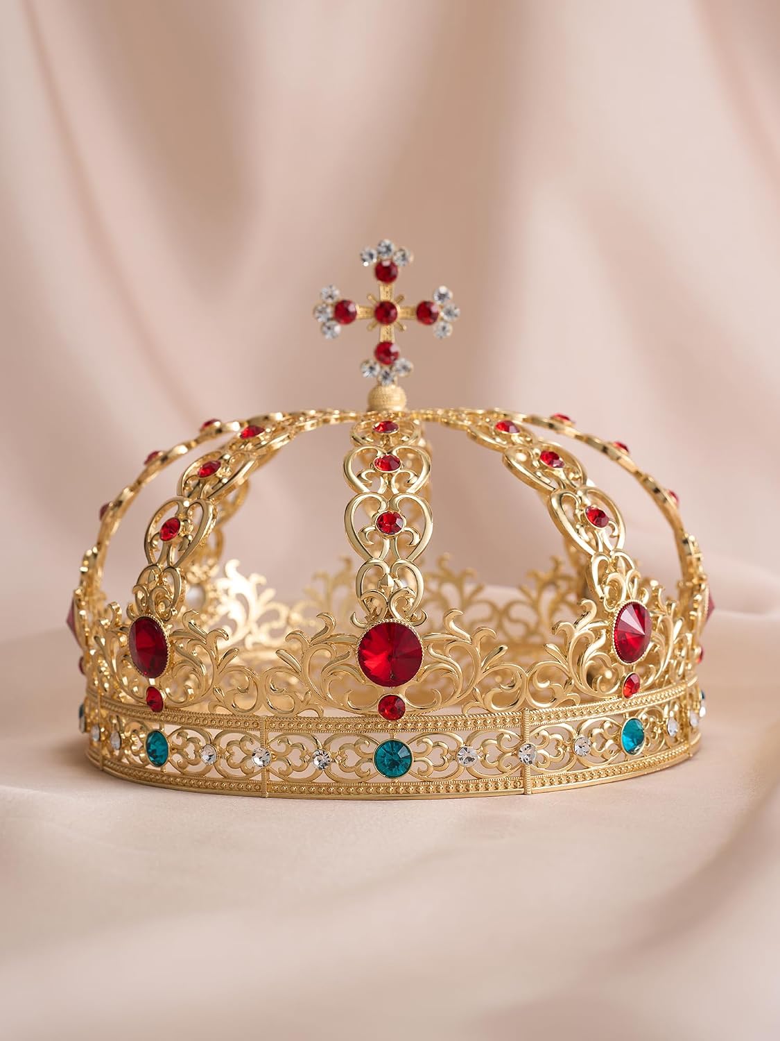 SWEETV Gold Queen Crowns for Women, Royal Medieval Crown for Cosplay