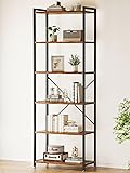 Casaottima Book Shelf, 6 Tier Tall Bookshelf, Modern Wood Bookcase Shelves for Bedroom, Industrial Display Shelf for Living Room Home Office Kitchen, Standing Shelving Unit Storage Organizer, Vintage 6-Tier Vintage
