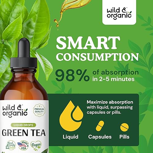 Miniatura 3 de Gotas de extracto de té verde  Suplemento líquido de té verde orgánico  Tintura de Camellia Sinensis  Vegano, sin alcohol  2 onzas líquidas