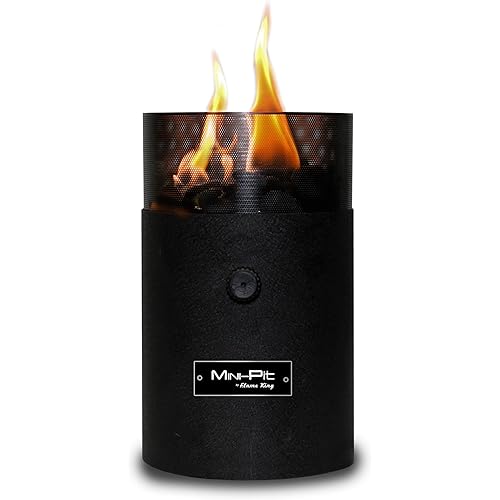 Flame King Mini Tabletop Fire Pit, Dual Fuel Propane and Butane, Smokeless Odorless Flame, Portable Great for Outdoor