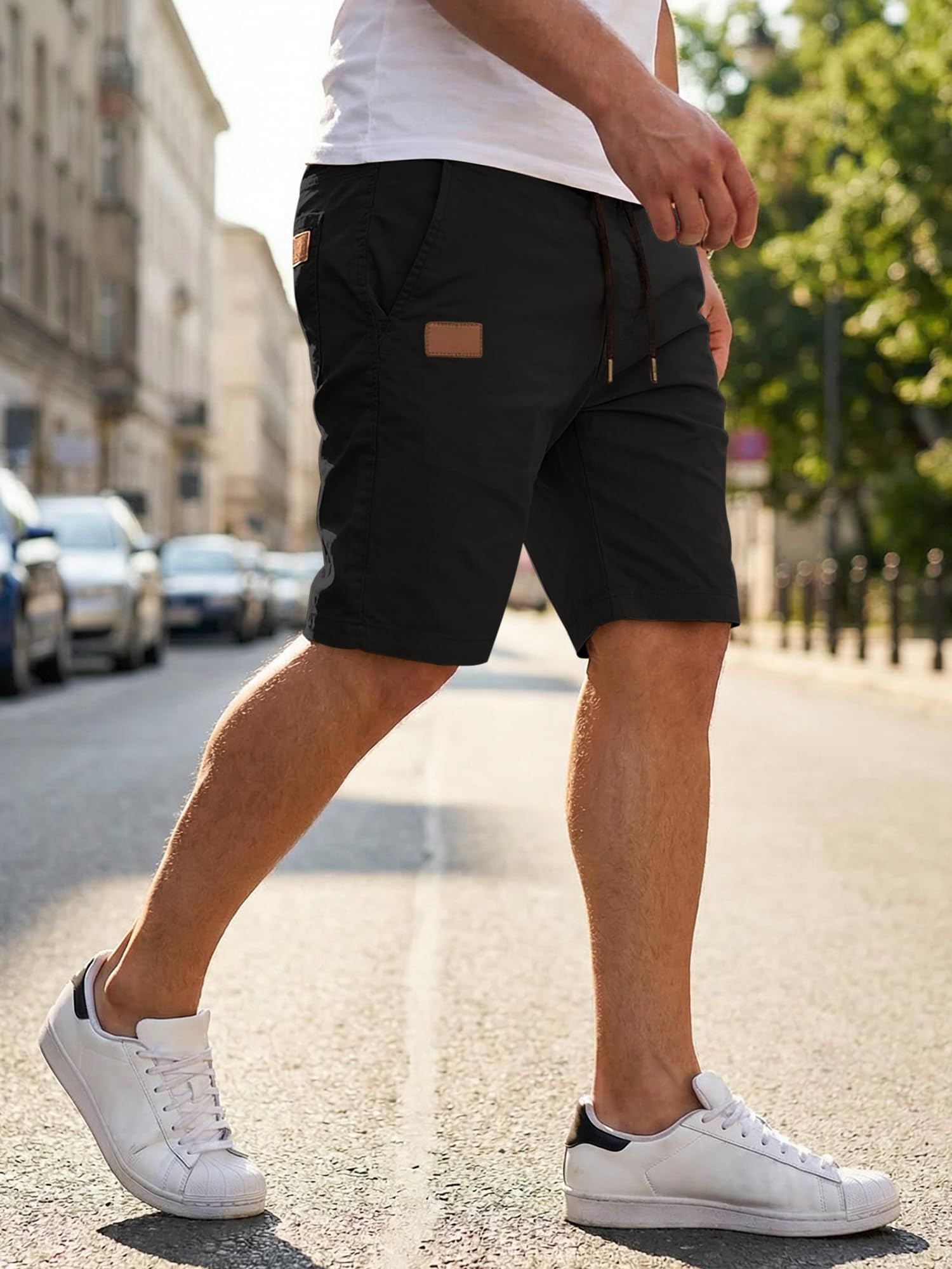 JMIERR Kurze Hosen Herren Sommer Shorts Herren Chino Baumwolle Elastische Taille mit Taschen S-3XL