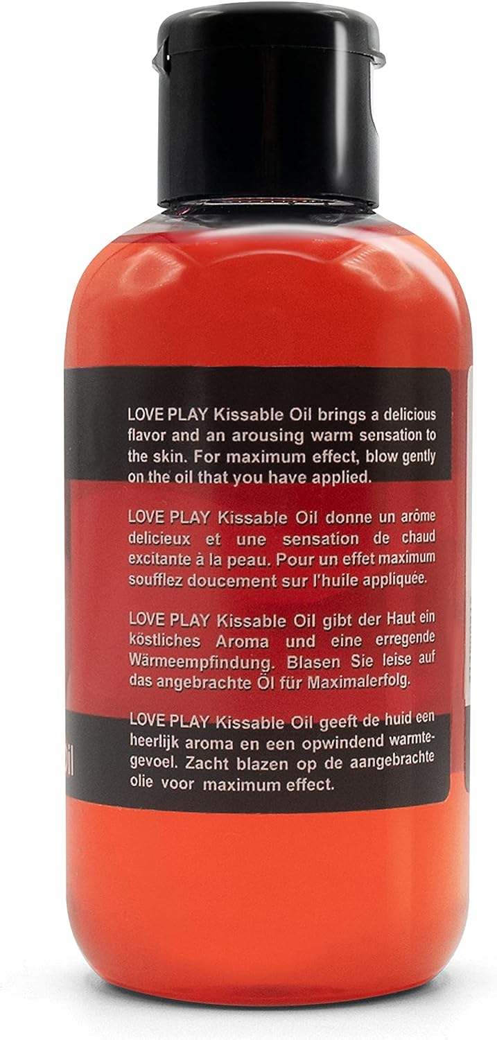 LOVE PLAY Strawberry Flavored - Full Body Oil for Women and Men - Edible Warming Oil for The Body - 100% Vegan and Fun - 150ml
